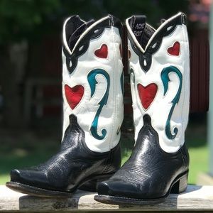 VINTAGE ACME Heart Cowboy Boots Size 7.5